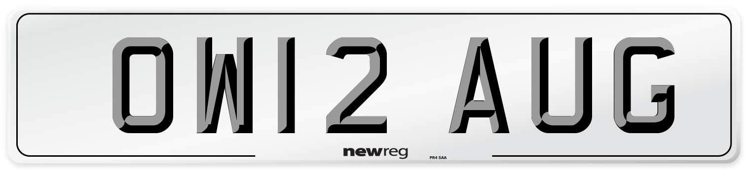 OW12 AUG Number Plate from New Reg